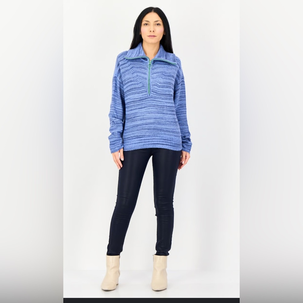 Aerie Blue Quarter-Zip Knitted Sweater - Picture 1 of 6